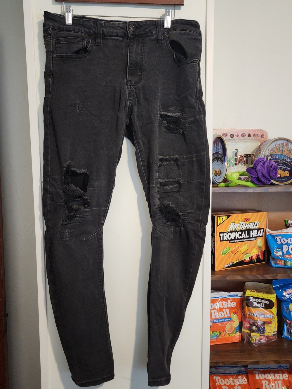 Rue21 Black Distressed Skinny Jeans for Men